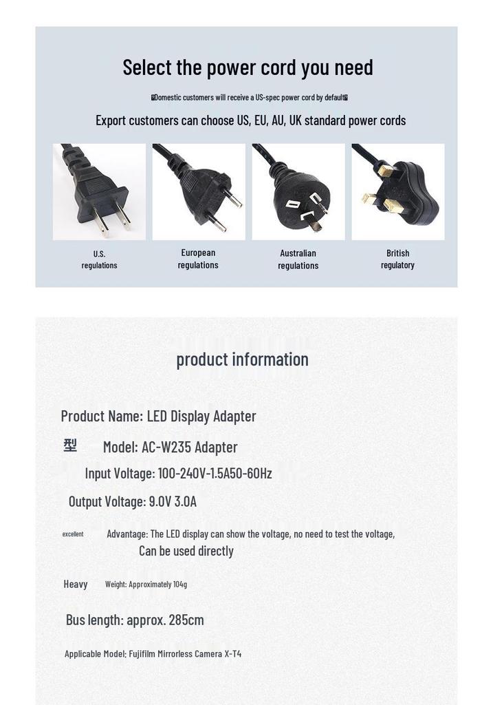 W235 Fake Battery External Power Supply for Fuji X-T4 and GFX 100S Cameras - Ideal for Live Streaming.