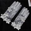 Elegant Lace Tulle Transparentes Bridal Wedding Party Dress Gloves Flower Sheer Short Summer Mittens Lolita Accessories