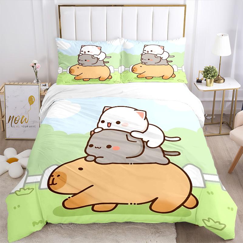 Cats Piggy Back Print 3Pcs Bedding Setduvet Cover With 2 Bedropillowcase Home Birthday Gift