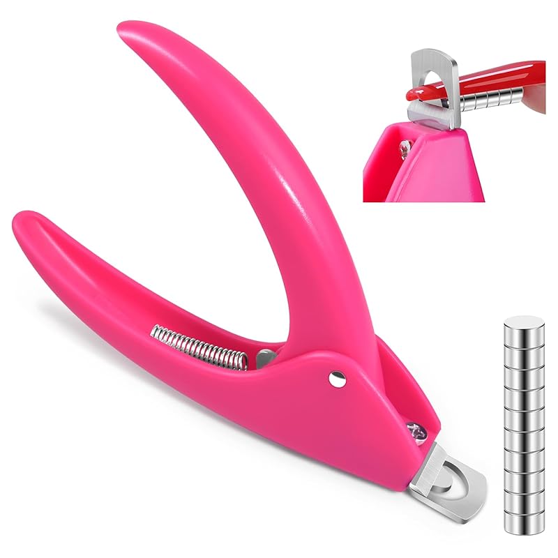 Acrylic Nail Cutter with Magnets Sizer, MORGLES Nail Clippers with Length Measurement for Salon Home Manicure, Purple