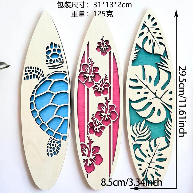 3 Pcs Surfboard Wall Decor Surfboard Hanging Sign Available for Party Tropical Beach Room Decor Wooden Decoration for Hawaiian