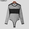 INCERUN Muži prohlédnou Slim Tops Mesh bodysuits