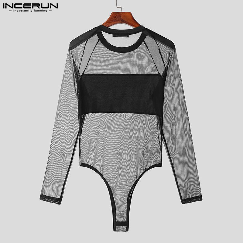 INCERUN Muži prohlédnou Slim Tops Mesh bodysuits