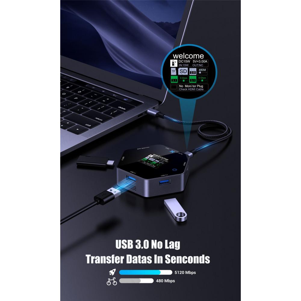 8 In 1 4K 60Hz Docking Station HDMI Compatible USB C 3.1 Hub Tipo Type A Multi-Hub Extender SD TF 3.0 Adapter Dock For Macbook