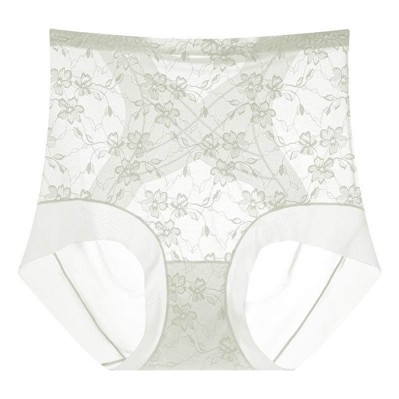Women's Summer Lace Jacquard 10A Antibacterial High Waist Belly Lift Hip No Trace Breathable Briefs