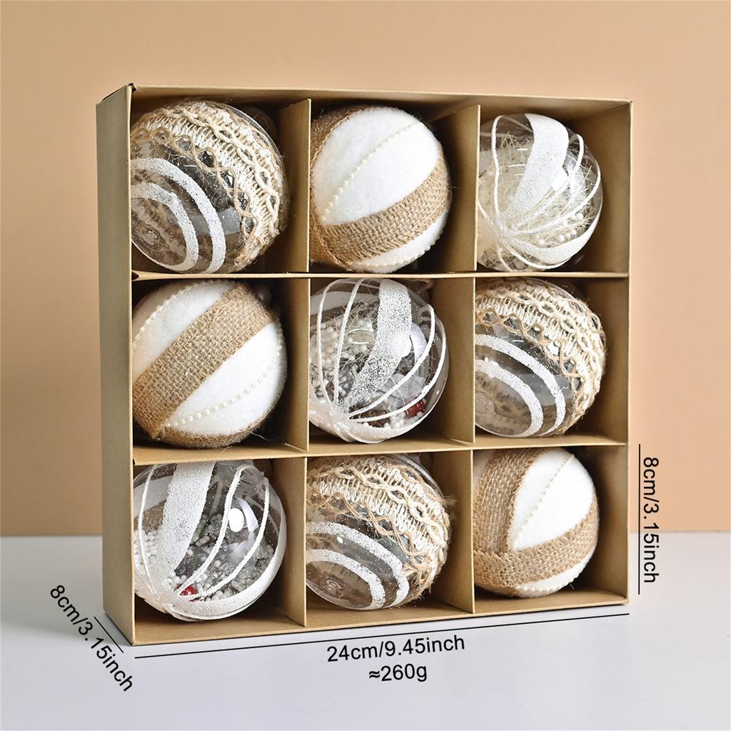 Transparent Gold Glitter Christmas Ornaments, Creative Linen Christmas Balls, Christmas Tree Decorations, Party Ornaments