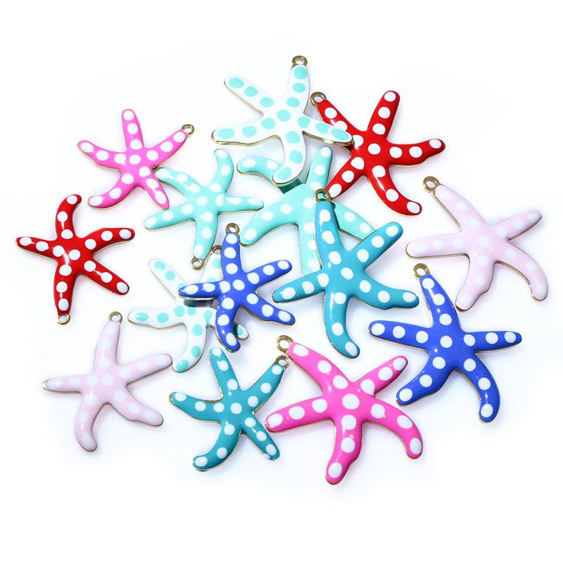 10pcs 2-Sizes Stainless Steel Starfish Charms Pendant Enamel DIY Jewelry Making Accessories Findings Bracelet Necklace Earrings