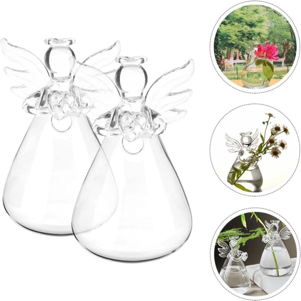 Hand-blown Transparent Angel Vase Angel Shape Plant Wall Mounted Vase Hydroponic Container  Office