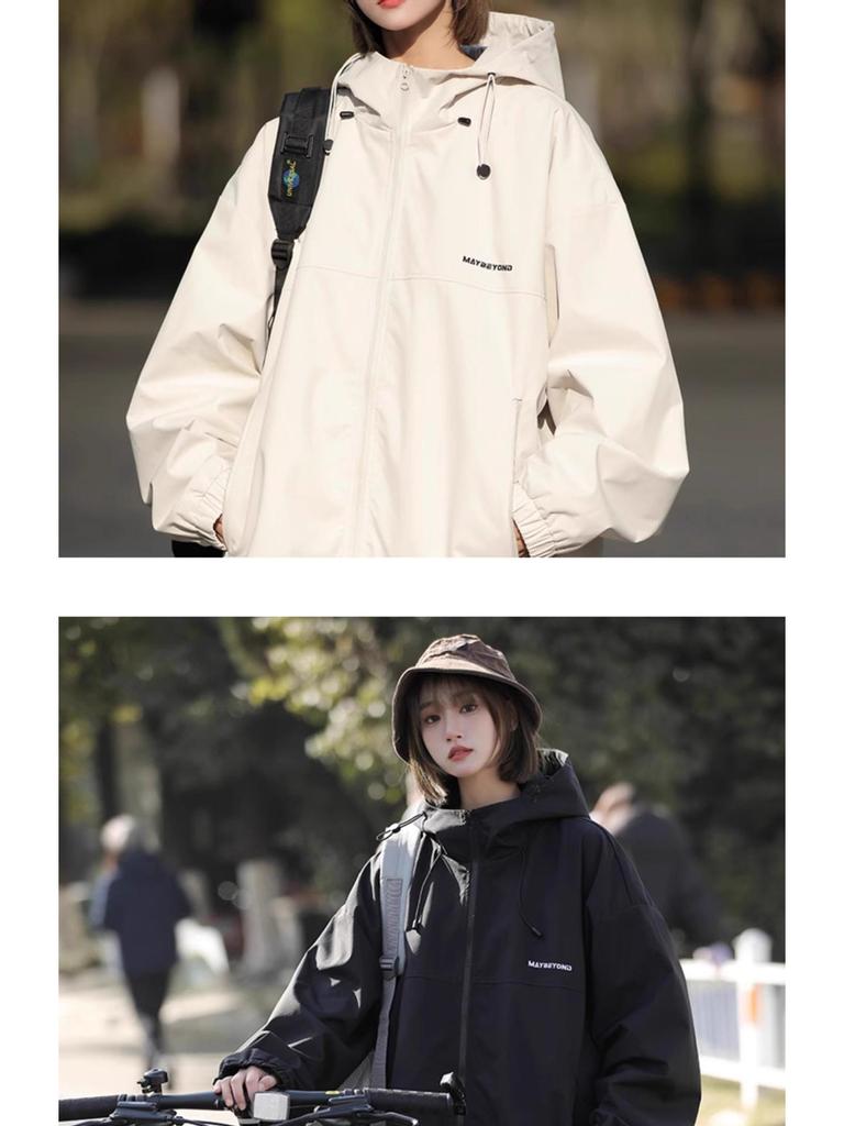 Unisex vodoodpudivá retro větrovka pro páry - ležérní, volná, jarní/podzimní outdoorové oblečení