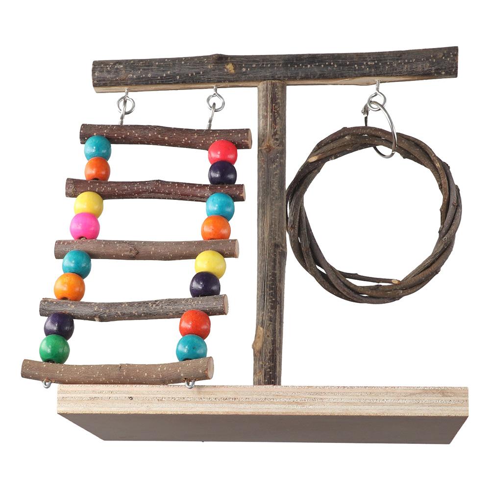 

Деревянная подставка для попугая с лестницей и игровой площадкой для качелей для птиц