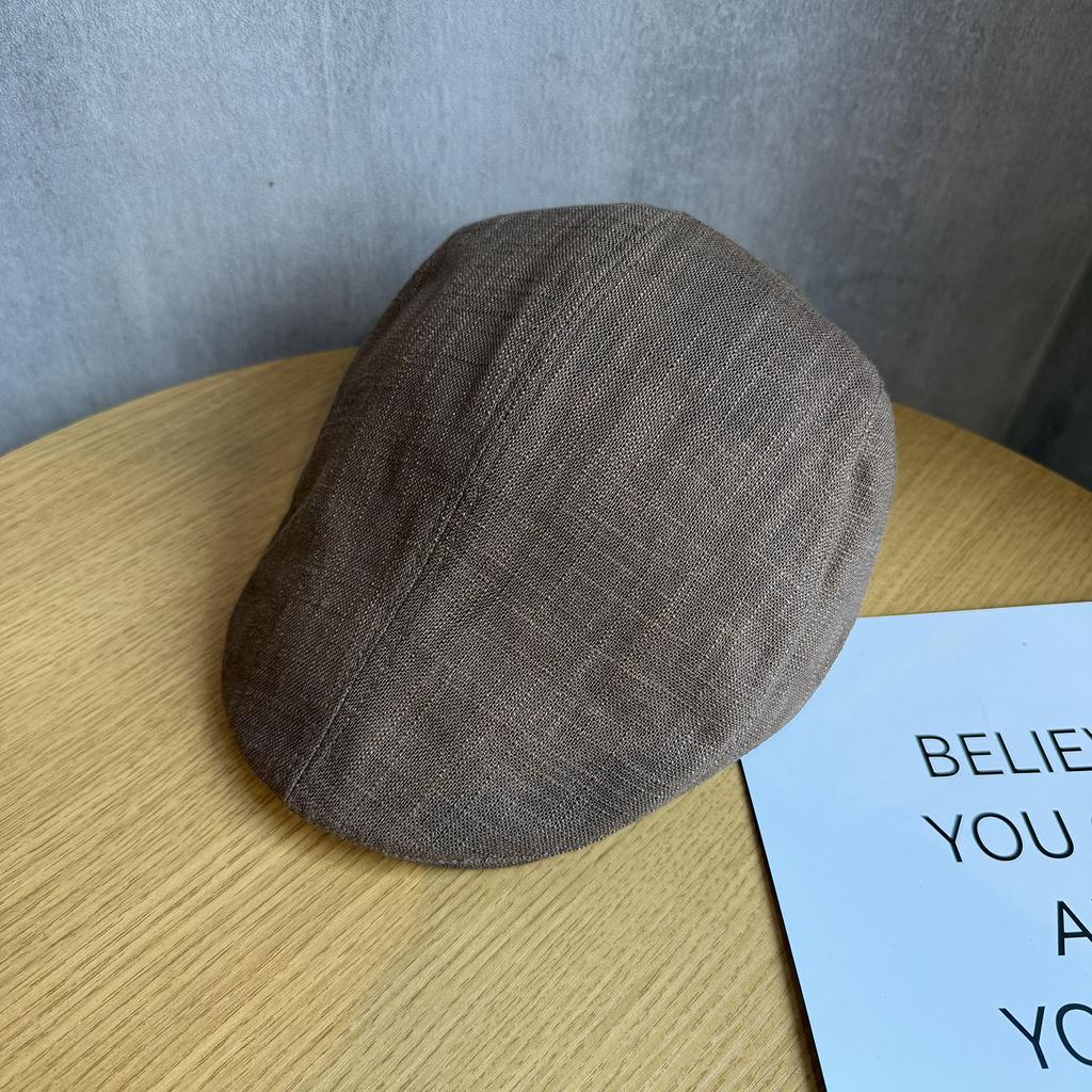 Blogger Forward Hat Women's Summer Linen Cotton Breathable Retro Ins British Beret Reverse Cap Men