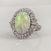 New Hot Sale: Large Copper-Plated Silver Ring with Inlaid Zircon and Artificial Opal