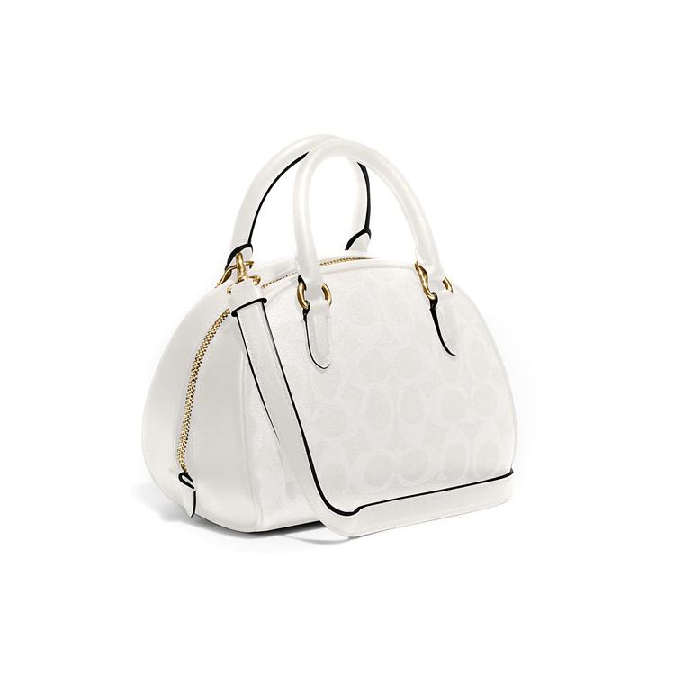 COACH Sydney Coated Canvas With Smooth Leather Shoulder Bag, Crossbody Bag Dome Bag Handbag Small Women's Chalk White CA591-IMRFF