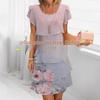 European and American 3D Print Short Sleeve Chiffon Dress