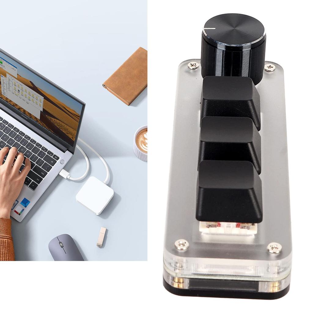 One-Handed Macro Mechanical Keyboard, Portable Mini Gaming Keypad, Fully Programmable Keys with Red Switches, DIY Programmable Shortcuts, Custom USB