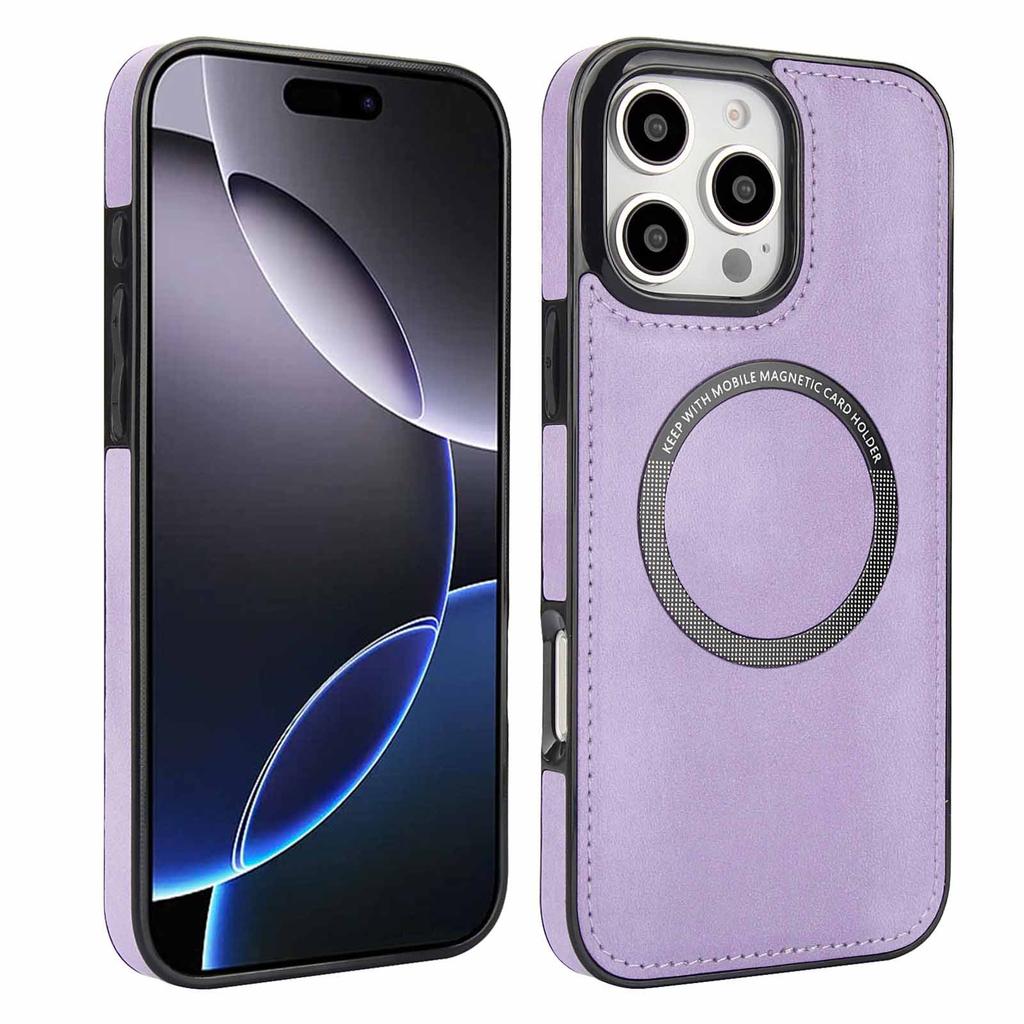 Applicable To iPhone17 Mobile Phone Case 16Pro Calf Pattern Wireless Charging Magnetic Suction Anti-drop Protective Case Samsung S25 Leather Case