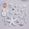 2pcs Silver Color Marine Life Pendant White/Blue Enamel Charm Turtle Starfish Fish DIY Stainless Steel Charms For Jewelry Making