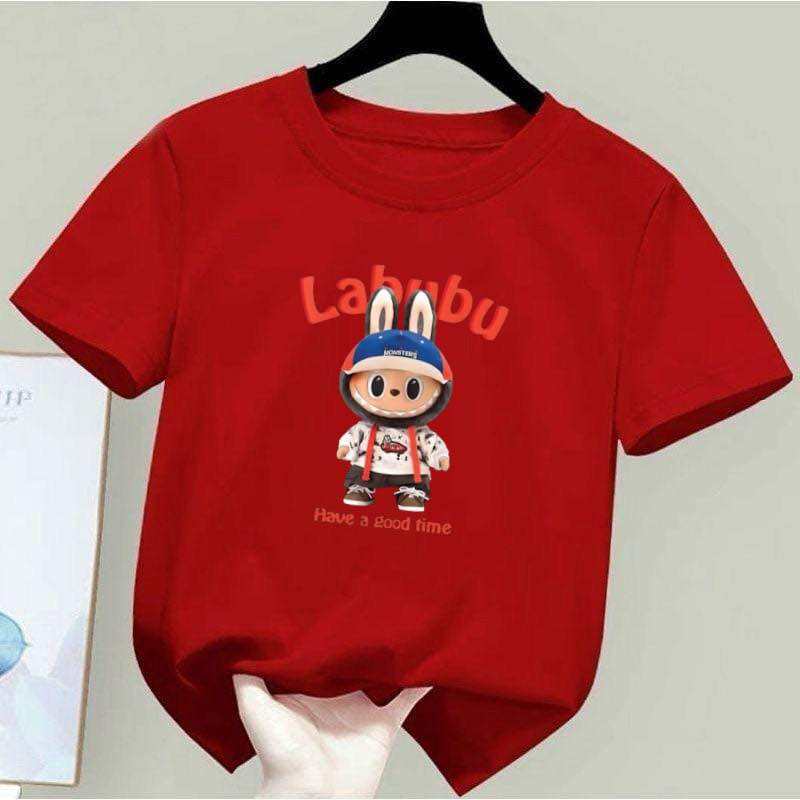 2025 New LABUBU Printed Short Sleeved Fashionable and Versatile Round Neck T-shirt Casual Cartoon Style Girl's Top