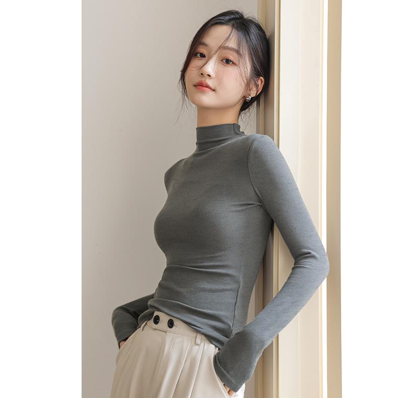 

Женская черная футболка с длинным рукавом из модала, средний вырез, тонкий стиль, идеально подходит для весны/осени. L (120-140 lbs)