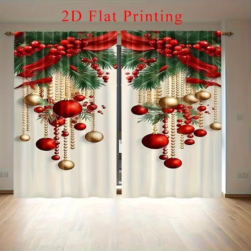 2D Christmas Winter Wonderland Backdrop Rustic Curtain with Xmas Tree, Santa Claus, Snow, and Moon Night Curtain Winter Holiday