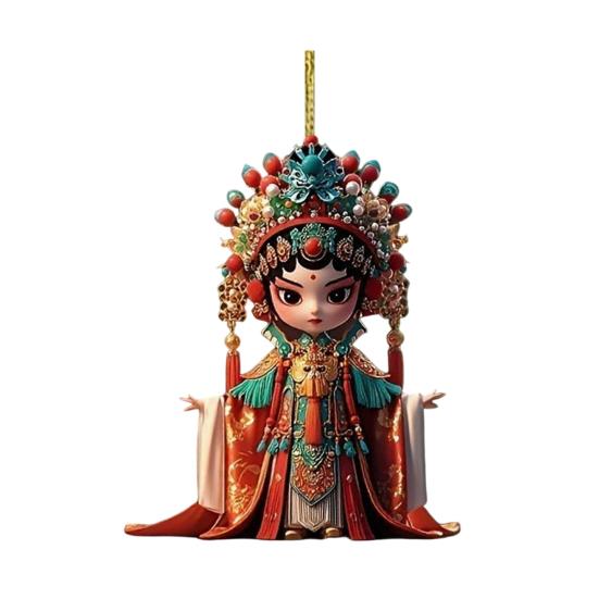 

Peking Opera Character Acrylic Decoration 2D Flat Chinese Style Cartoon Girl Opera Female Role Car Rearview Mirror Hanging Ornament Pendant