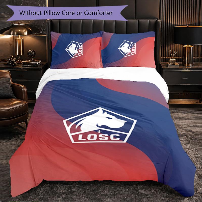 LOSC Lille FC Bettwäsche-Set 3-teilig Bettbezug-Set Dekorative Bettwäsche für Jugendzimmer Heimdekoration