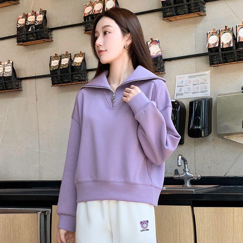 2025 Petite Stand Collar Long Sleeve Pullover Jacket 4XL