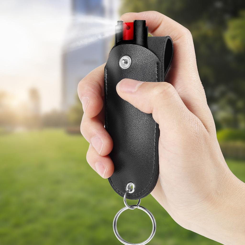 Pepparsprayficka PU-läder Pepparsprayhölster Mini Bärbar Pepparsprayhållare Självförsvarsspray Läderhållare Nyckelring