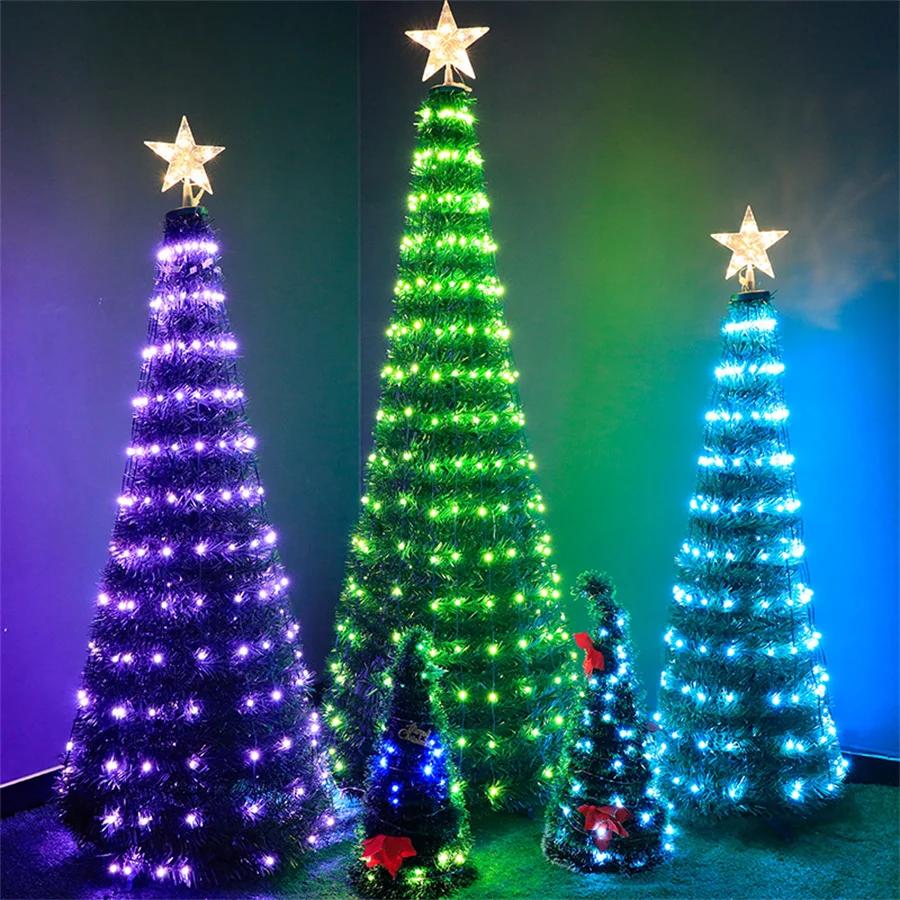 1.8M Remote Controlled Artificial Christmas Tree With 304LEDS RGBIC Fairy Light Garland for Home Xmas Wedding Holiday Decor