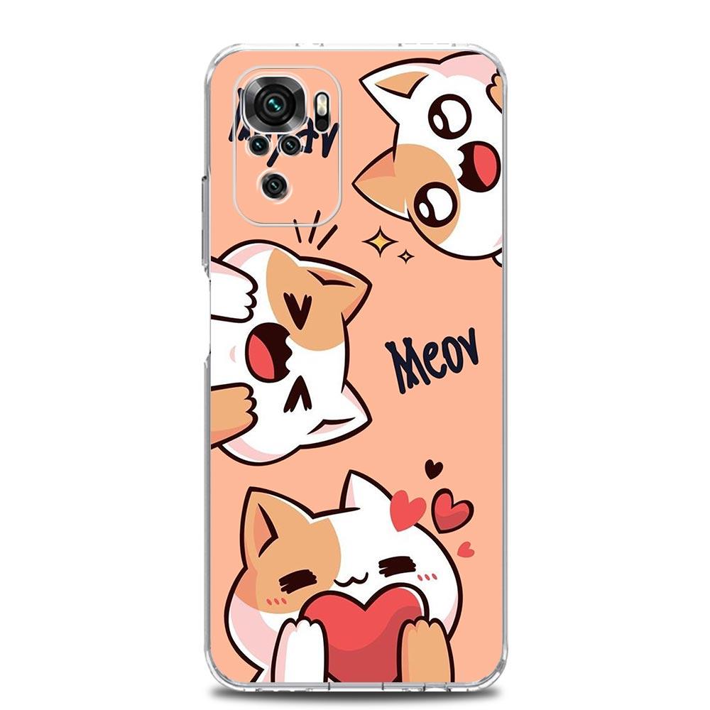 Cat Cute Kitten Cartoon Clear Phone Case For Xiaomi Redmi Note 12 5G 9S 9 8 10 11 Pro+ 9T 8T 10C 9C 9A 7 Pro Soft TPU Back Cover
