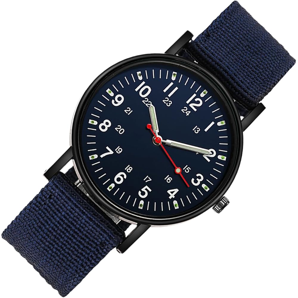 Canvas Casual Analog Sports Watch Unisex Military Style Waterproof Slip-through Strap