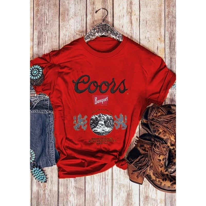Women Summer Casual Coors Beer Shirt O 