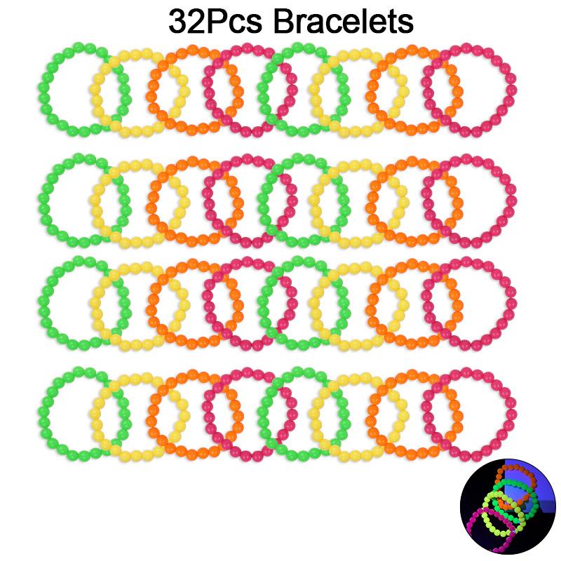 4-32 Stück Fluoreszierende UV Neon Halskette Armband Schwarzlicht Leuchten Party Dekoration Kinder Geschenk Geburtstag Hochzeit Halloween Foto Requisiten