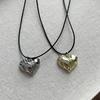 Fashion Love Heart Pendant Necklace Black Leathers Rope Choker Neck Chain Elegant Clavicle Chain Necklace Party Jewelry