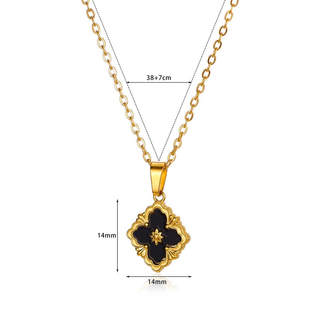 

European & American Retro Turquoise Four-Leaf Clover Necklace