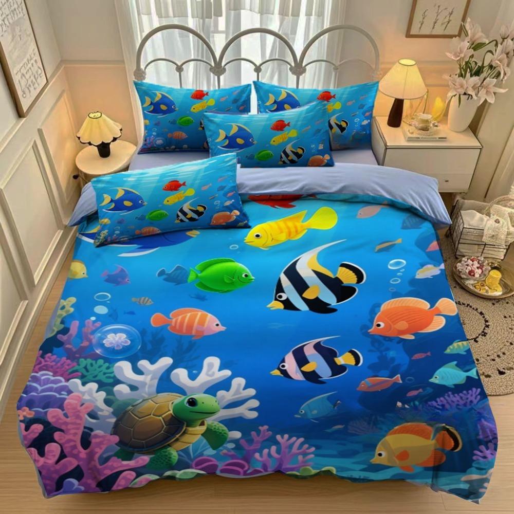 Blue Ocean animal Duvet Cover Bedding BoyGirl Bedroom Decoration Children-Gift Single Double Large SizeZip Duvet Cover