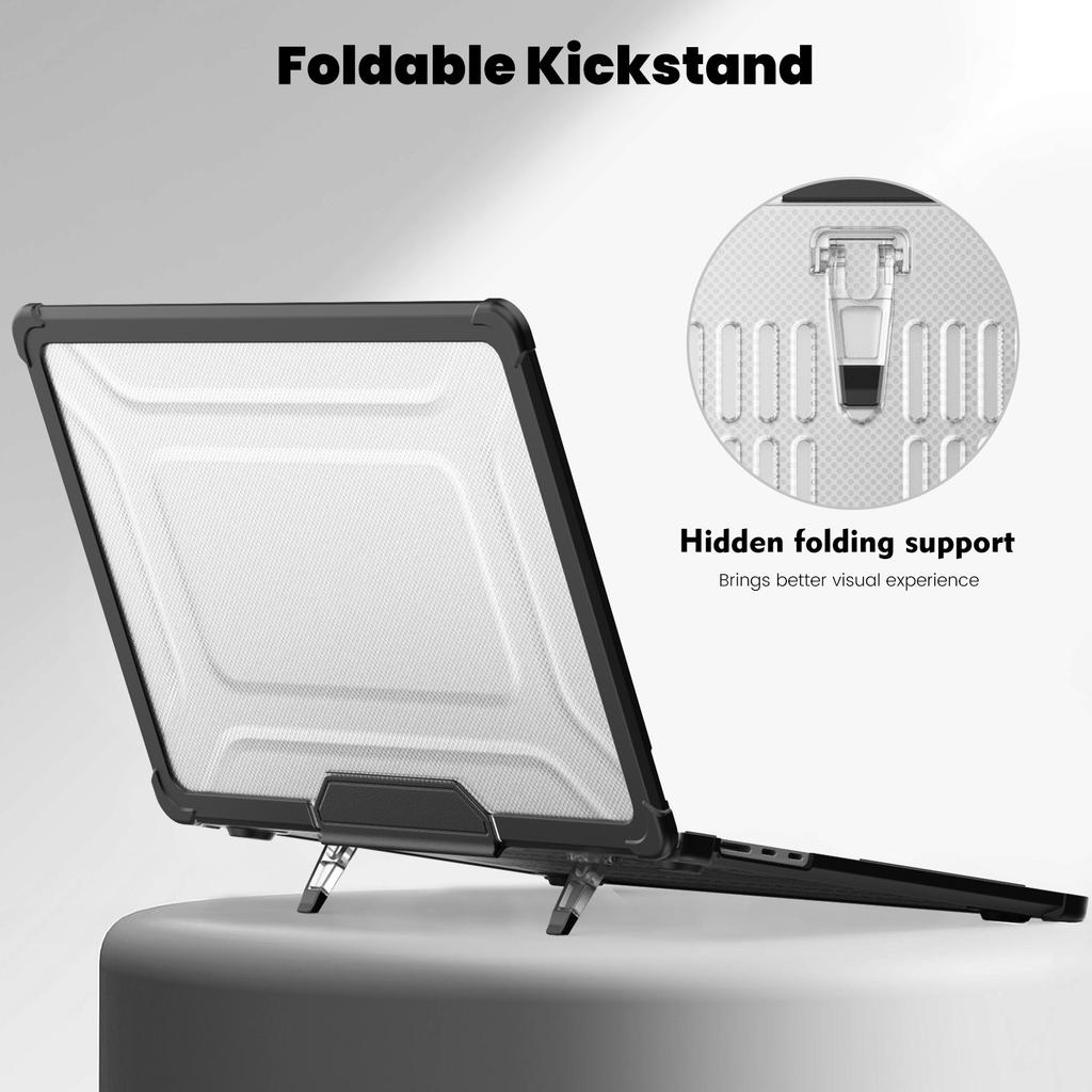 For Macbook Air 15 inch (2025)/(2024) A3114 M3/(2023) M2 A2941 PC+TPU Laptop Case Heat Dissipation Kickstand Non-Slip Notebook Cover