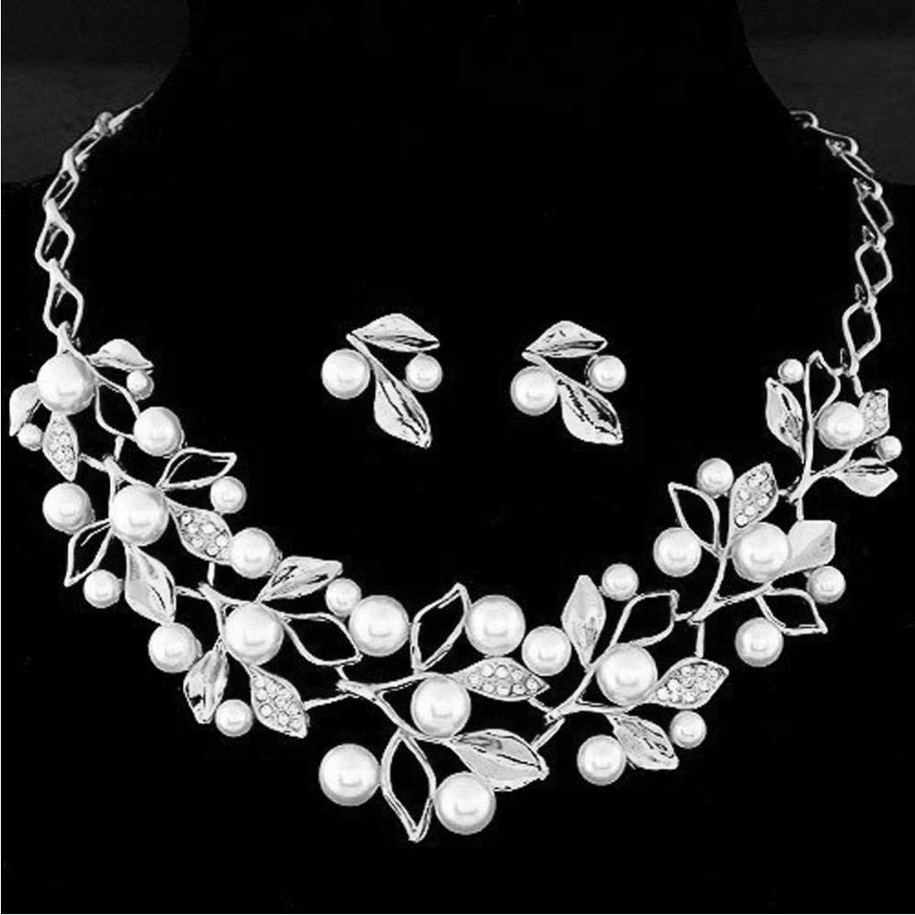 Ensembles de bijoux pour femmes, collier ras du cou clouté de perles, ensemble de bijoux avec boucles d'oreilles pour filles/femmes