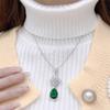 Retro Emerald Three-Piece Set: Elegant Stud Earrings, Necklace, and Ring - Women's Luxury Versatile Gift with Colored Gemstones.
