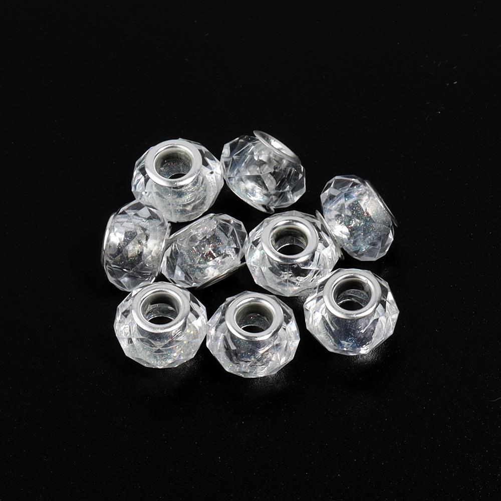 10Pcs/lot Transparent Color Faceted Resin Beads Large Hole Loose Beads for Jewelry Making DIY Bracelet Decoration Charm Supplies