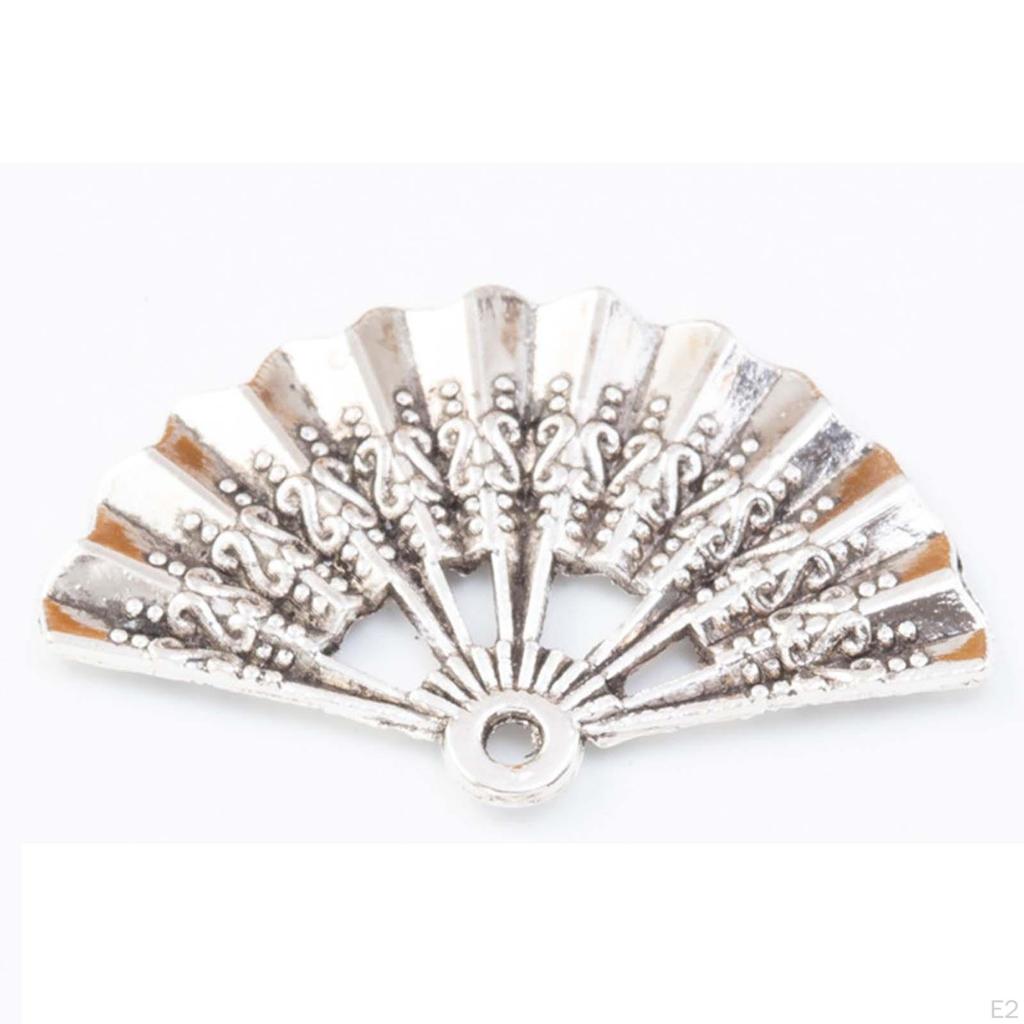 50 Metal Fan Shaped Charms Semicircular Pendents for Earrings Hairpin Jewelry Making Necklace DIY