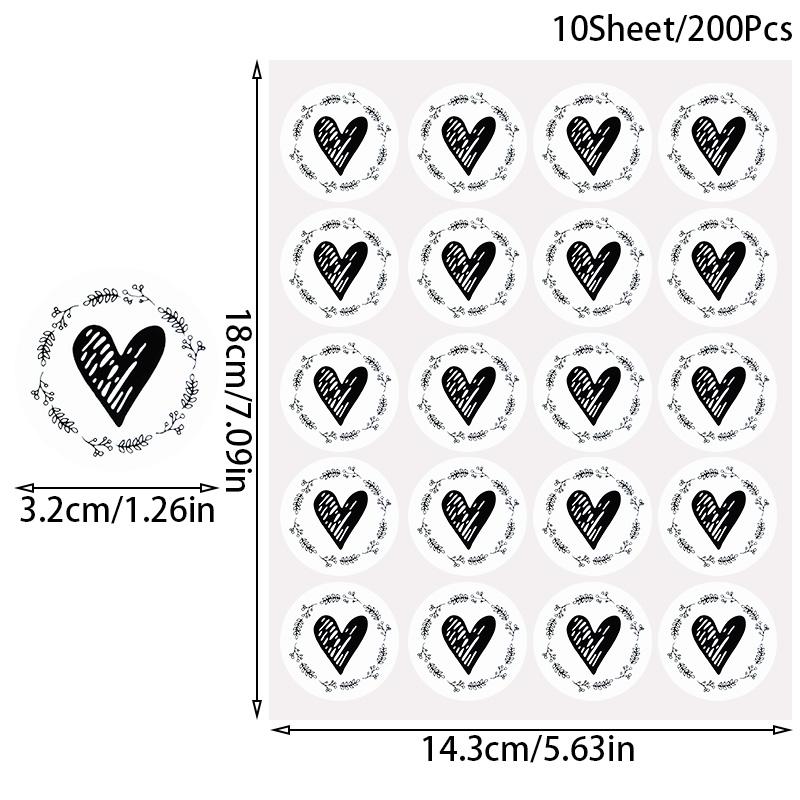 200Pcs Bronzing Transparent Sealing Stickers Love Heart Round Gold Silver Envelop Candy Bag Label for Baking Gift DIY Decoration