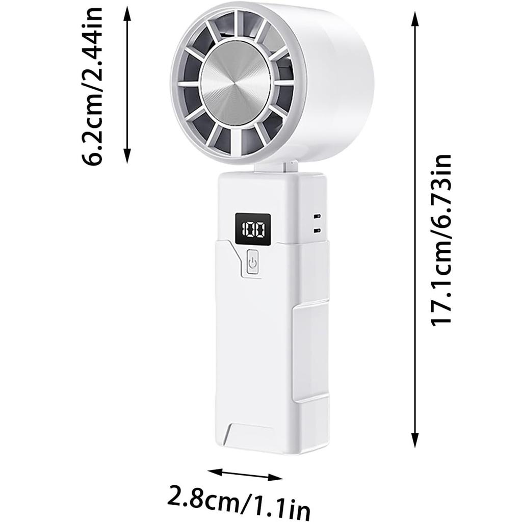Portable Handheld Fan Desktop USB Rechargeable Foldable Fan For Real Time Display Power Cooling with Adjustable