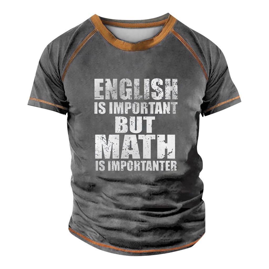 Men's Raglan T-shirt Retro Short Sleeve Round Neck Letter Printing Tops