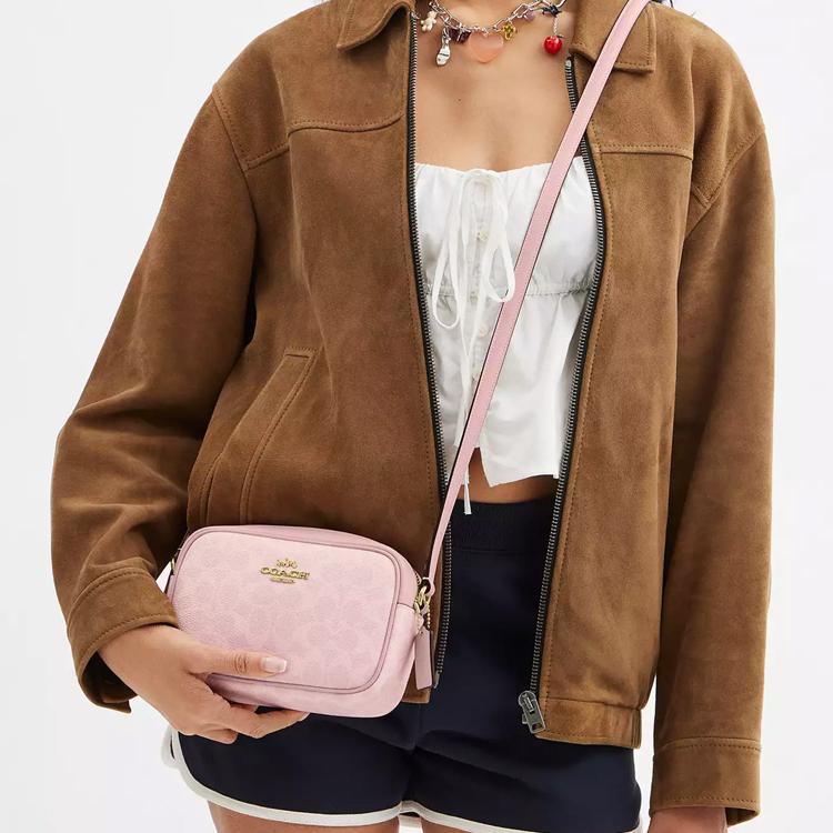 Coach Jamie 19 Brand Logo Adjustable Shoulder Strap Leather Camera Bag Women Bags Pink CY752-IMPO