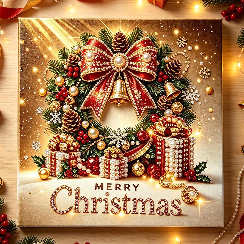 Kit Pittura Diamante Natale Fai da Te Babbo Natale Renna Mosaico Pittura con Perline Artigianato per Decorazione Murale Casa Festiva