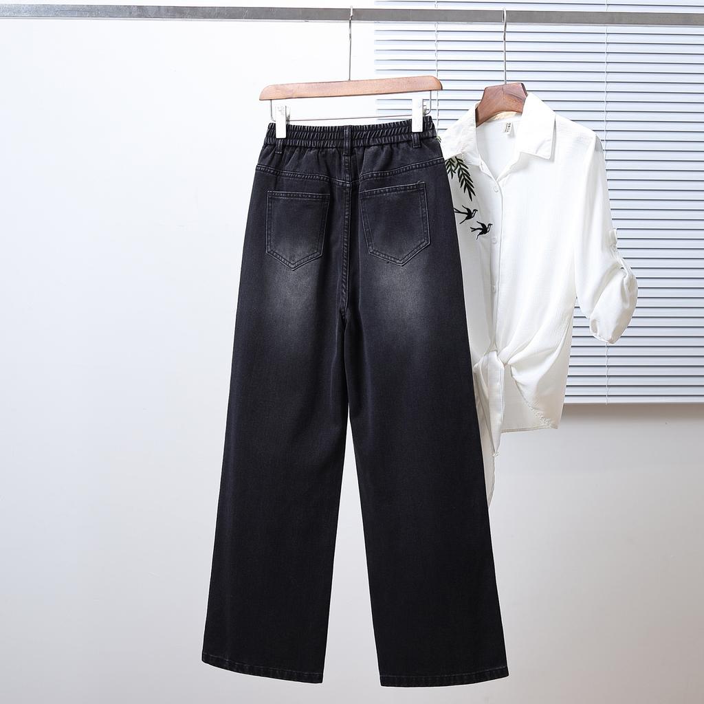 Dimanaf 2025 Nadměrná velikost Podzimní Dámské Džínové Kalhoty Denim Dámské Elastické Základní Černé S Vysokým Pasem Nadměrné Velikosti Módní Nové Kalhoty 5XL
