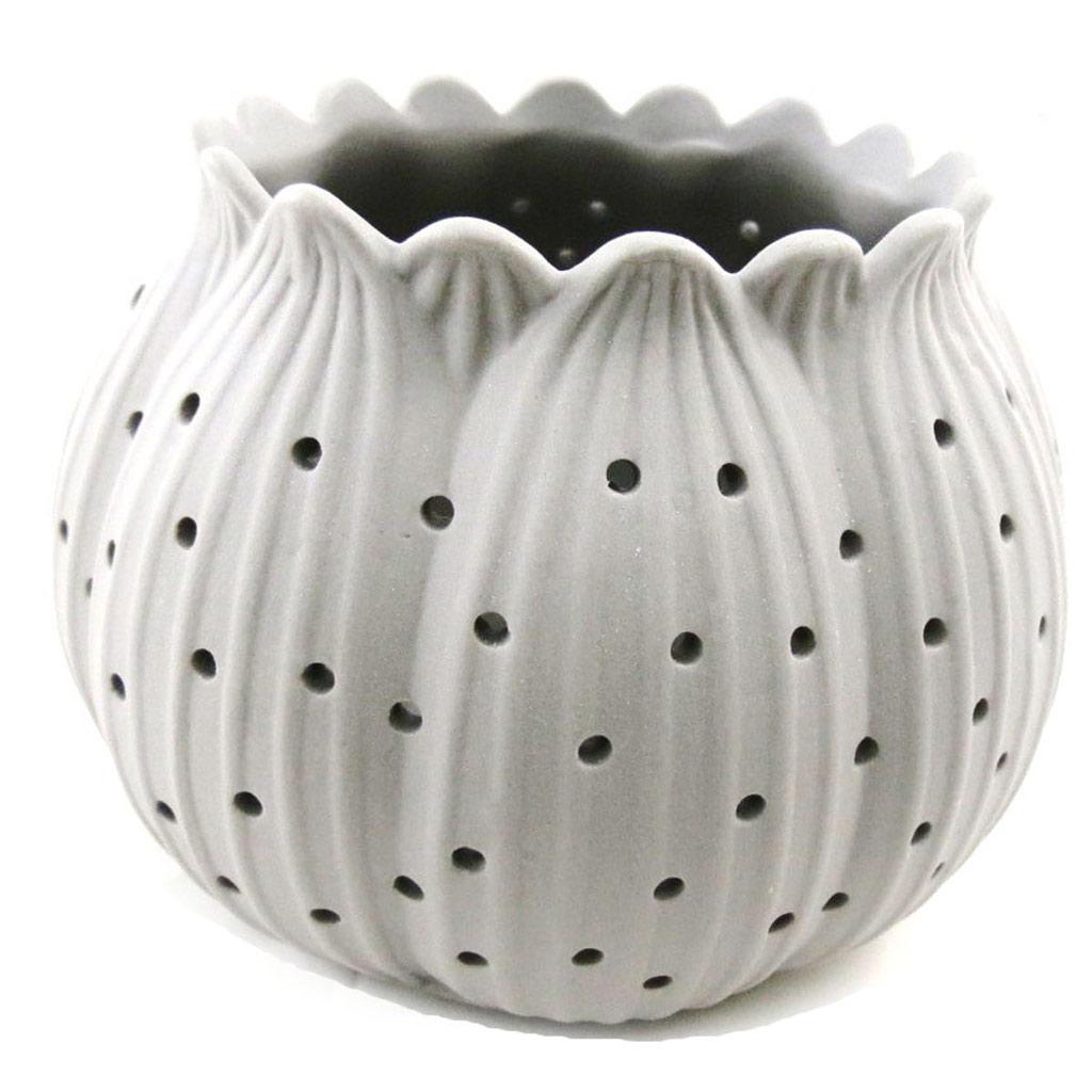 Les Trésors De Lily [J0541] - Gray 'Leaf' Candle Holder