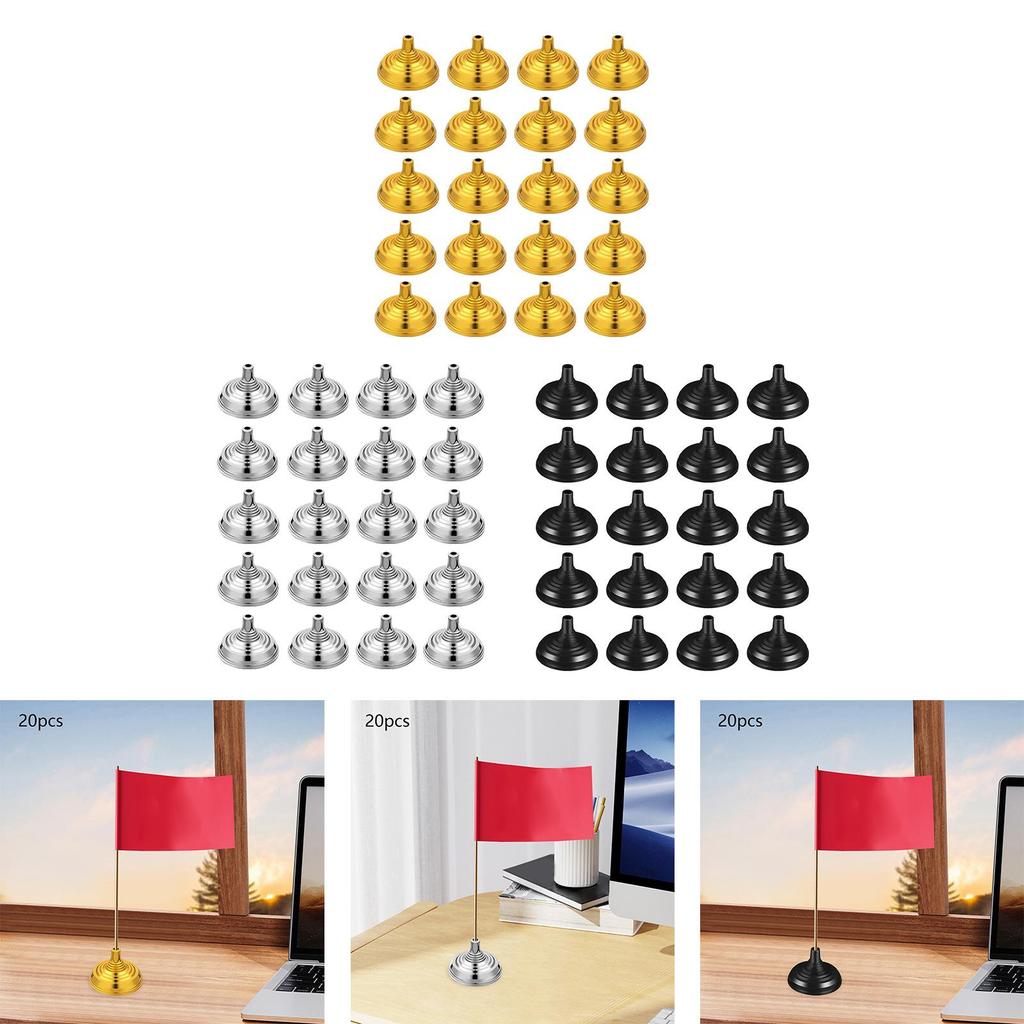 20 Pieces Miniature Flag Stand 5.5x3.5cm Accessories Hole Diameter 0.24inch Small Flag Base for Living Room Lightweight Sturdy