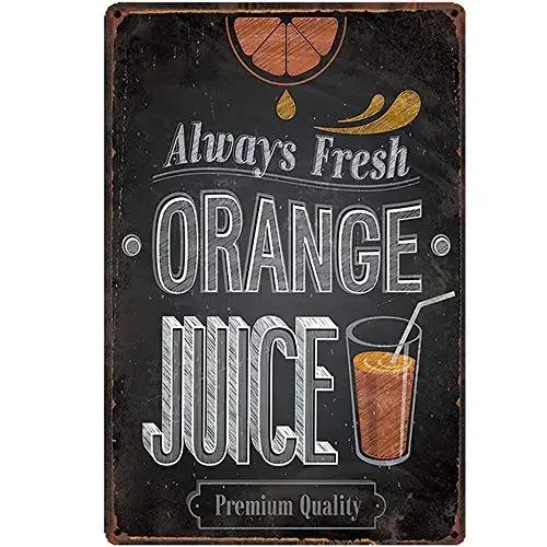 

Original Retro Design Always Fresh Orange Juice Tin Metal Signs Wall Art Thick Tinplate Print Poster Wall Decoration for Kitc 20x30cm